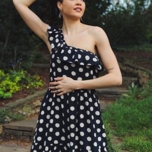 Luna Dot One-Shoulder Maxi